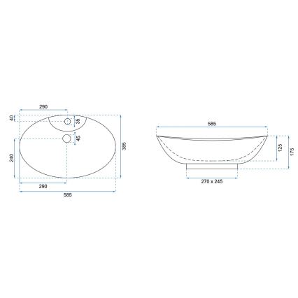 REA-U0160 - ROSA ráültethető mosdó 38,5x58,5 cm kerámia/fényes fehér