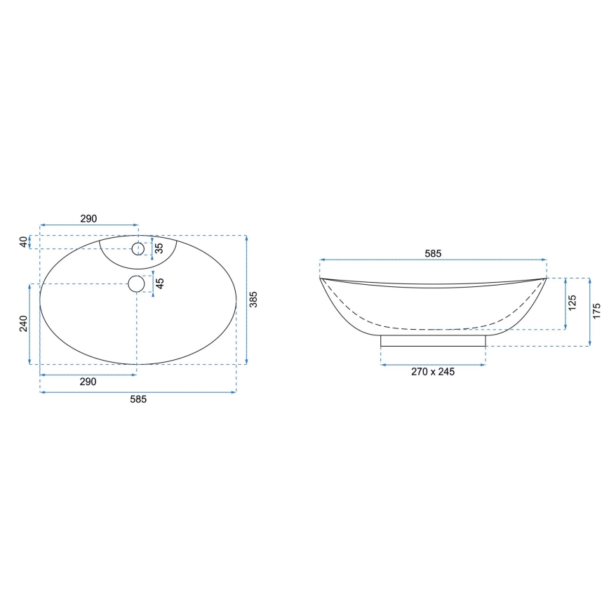 REA-U0160 - ROSA ráültethető mosdó 38,5x58,5 cm kerámia/fényes fehér