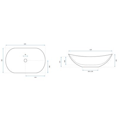 REA-U0441 - Pult fölé szerelhető mosdó ROYAL 35,5x61,5 cm kerámia/fényes fehér