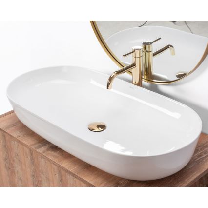 REA-U0563 - Ráültethető mosdó CLEO 41x81 cm kerámia/fényes fehér