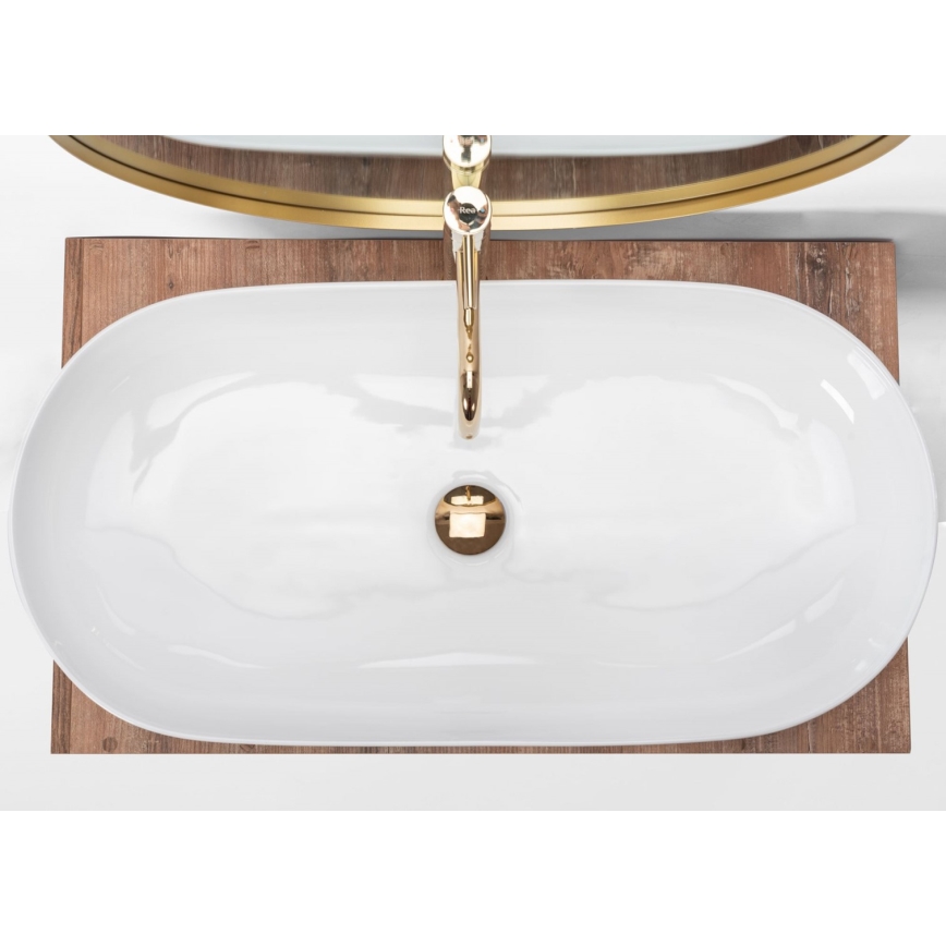 REA-U0563 - Ráültethető mosdó CLEO 41x81 cm kerámia/fényes fehér