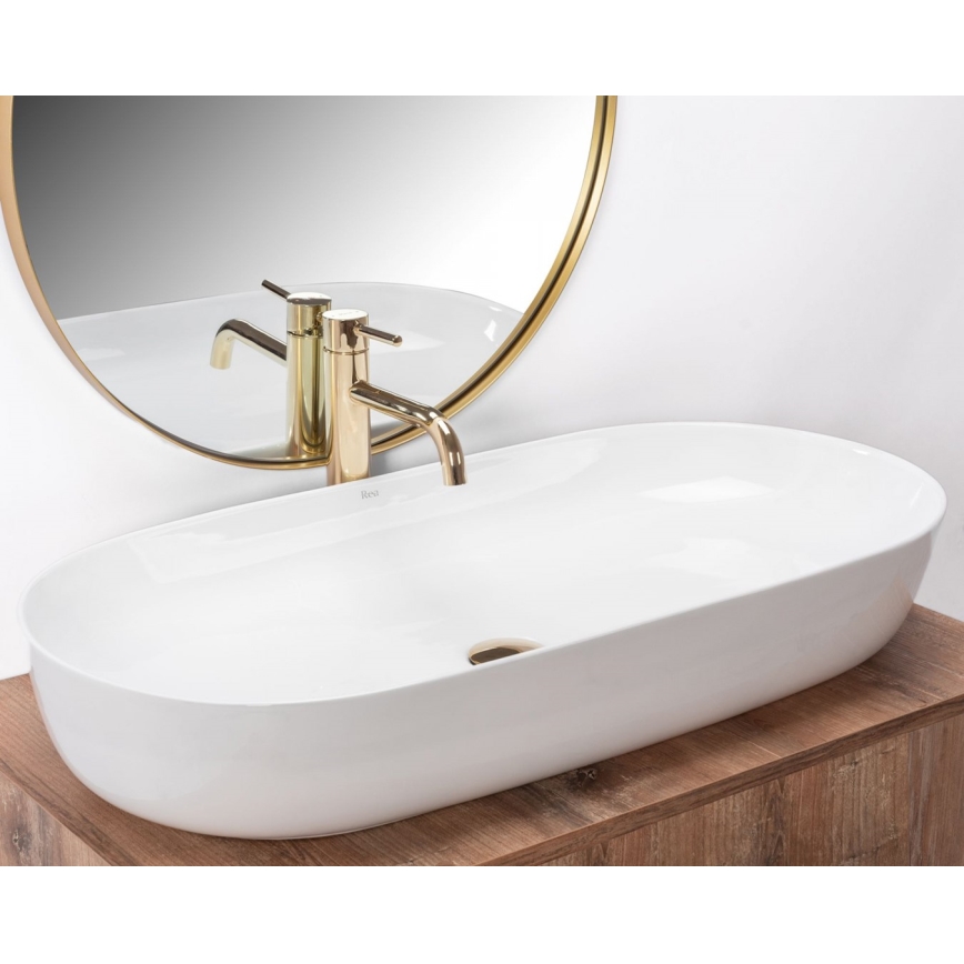 REA-U0563 - Ráültethető mosdó CLEO 41x81 cm kerámia/fényes fehér