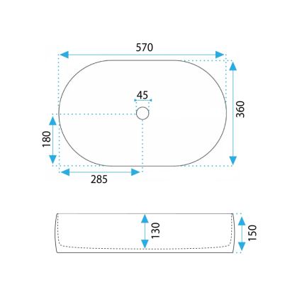 REA-U0600 - ALMA ráültethető mosdó 36x57 cm kerámia/fényes fehér