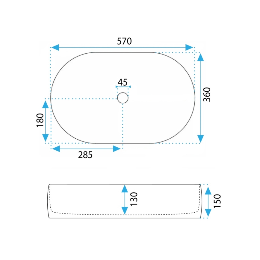 REA-U0600 - ALMA ráültethető mosdó 36x57 cm kerámia/fényes fehér