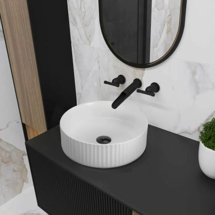 REA-U0601 - Pultba helyezhető mosdó DELIA 36 cm fényes fehér/kőhatású