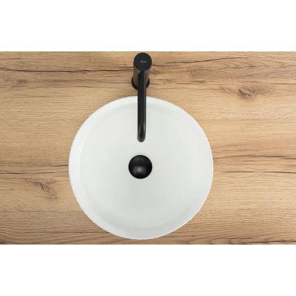 REA-U0601 - Pultba helyezhető mosdó DELIA 36 cm fényes fehér/kőhatású