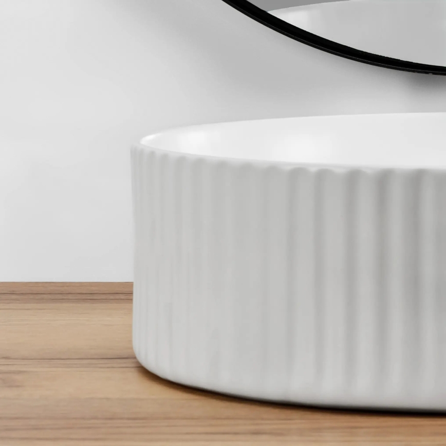 REA-U0601 - Pultba helyezhető mosdó DELIA 36 cm fényes fehér/kőhatású