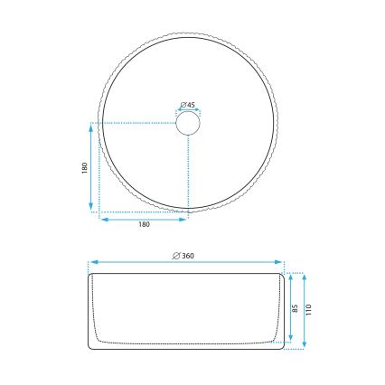 REA-U0601 - Pultba helyezhető mosdó DELIA 36 cm fényes fehér/kőhatású