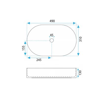 REA-U0603 - VANDA ráépíthető mosdó 31x49 cm, kerámia, fényes fehér