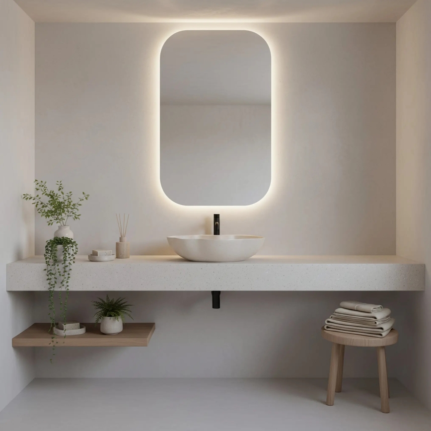 REA-U0617 - Ráépíthető mosdó PEARL 38x50,5 cm kerámia/bézs/kőhatás