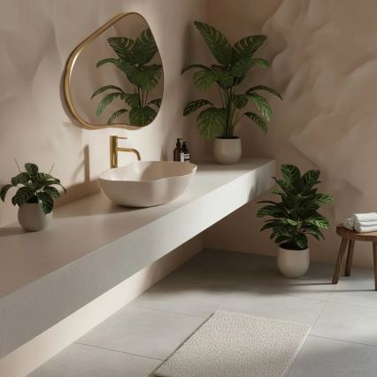 REA-U0617 - Ráépíthető mosdó PEARL 38x50,5 cm kerámia/bézs/kőhatás