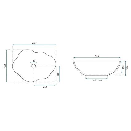 REA-U0617 - Ráépíthető mosdó PEARL 38x50,5 cm kerámia/bézs/kőhatás