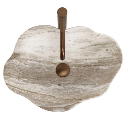 REA-U0618 - Pult fölé helyezhető PEARL mosdó 38x50,5 cm, kerámia/bézs/kőhatású