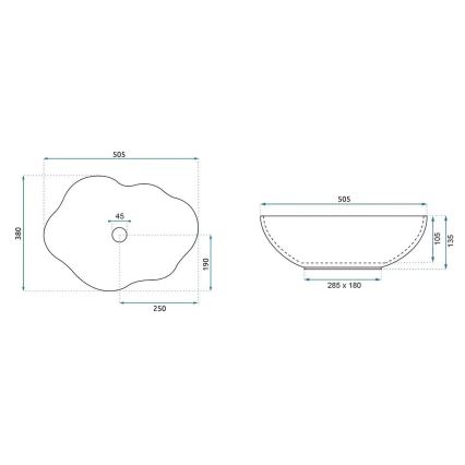 REA-U0619 - PEARL ráültethető mosdó 38 x 50,5 cm kerámia/bézs