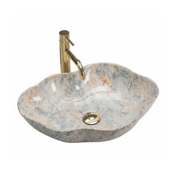 REA-U0620 - PEARL pultlapra helyezhető mosdó 38x50,5 cm kerámia/szürke/bézs/kőhatás