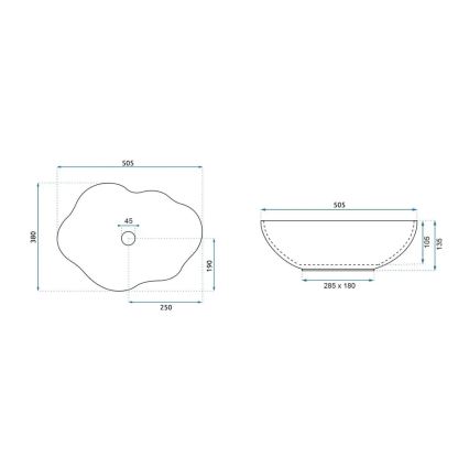 REA-U0696 - Ráépíthető mosdó PEARL 38x50,5 cm kerámia/fényes fehér/arany