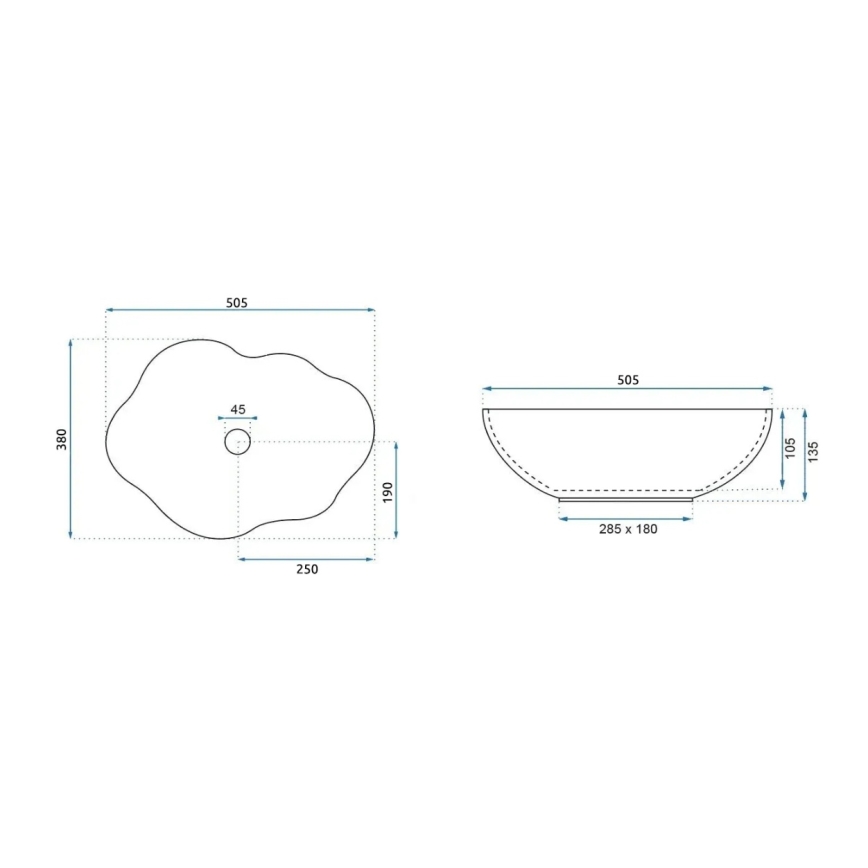 REA-U0696 - Ráépíthető mosdó PEARL 38x50,5 cm kerámia/fényes fehér/arany
