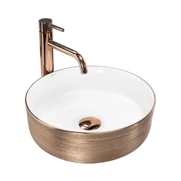 REA-U3303 - SAMI ráépített mosdó Ø 37 cm kerámia/fehér/arany