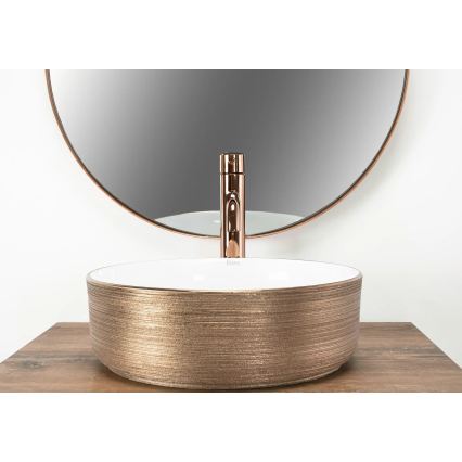 REA-U3303 - SAMI ráépített mosdó Ø 37 cm kerámia/fehér/arany