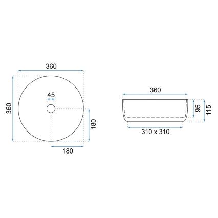 REA-U3303 - SAMI ráépített mosdó Ø 37 cm kerámia/fehér/arany