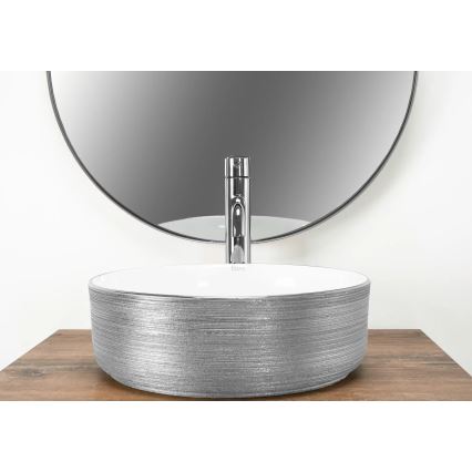REA-U3304 - SAMI ráültethető mosdó Ø 36 cm kerámia/fehér/ezüst