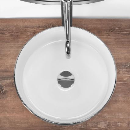 REA-U3304 - SAMI ráültethető mosdó Ø 36 cm kerámia/fehér/ezüst