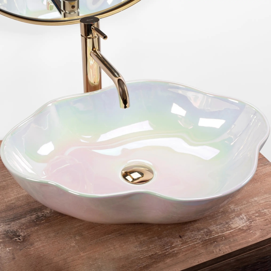 REA-U3309 - PEARL ráültethető mosdó 38x50,5 cm kerámia/többszínű