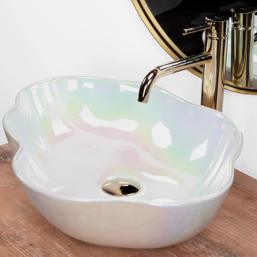 REA-U3309 - PEARL ráültethető mosdó 38x50,5 cm kerámia/többszínű