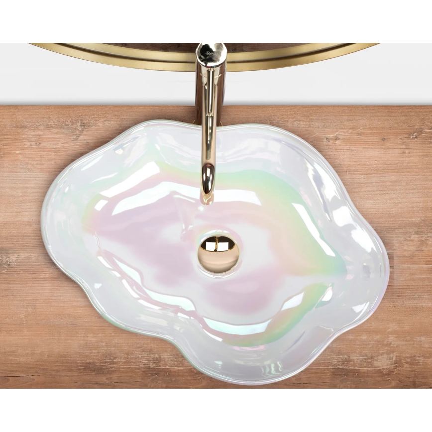 REA-U3309 - PEARL ráültethető mosdó 38x50,5 cm kerámia/többszínű