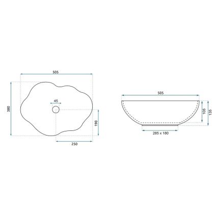 REA-U3309 - PEARL ráültethető mosdó 38x50,5 cm kerámia/többszínű