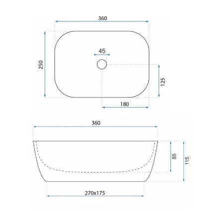 REA-U3321 - Ráépíthető mosdó BELINDA MINI 25x36 cm kerámia/szürke/kőhatású