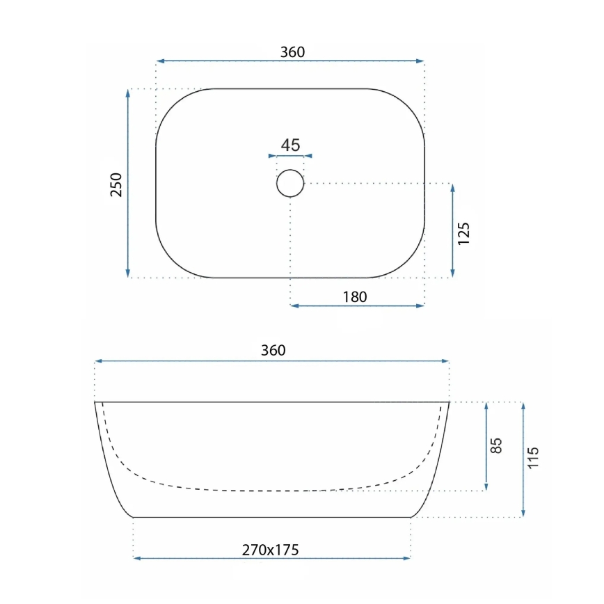 REA-U3321 - Ráépíthető mosdó BELINDA MINI 25x36 cm kerámia/szürke/kőhatású