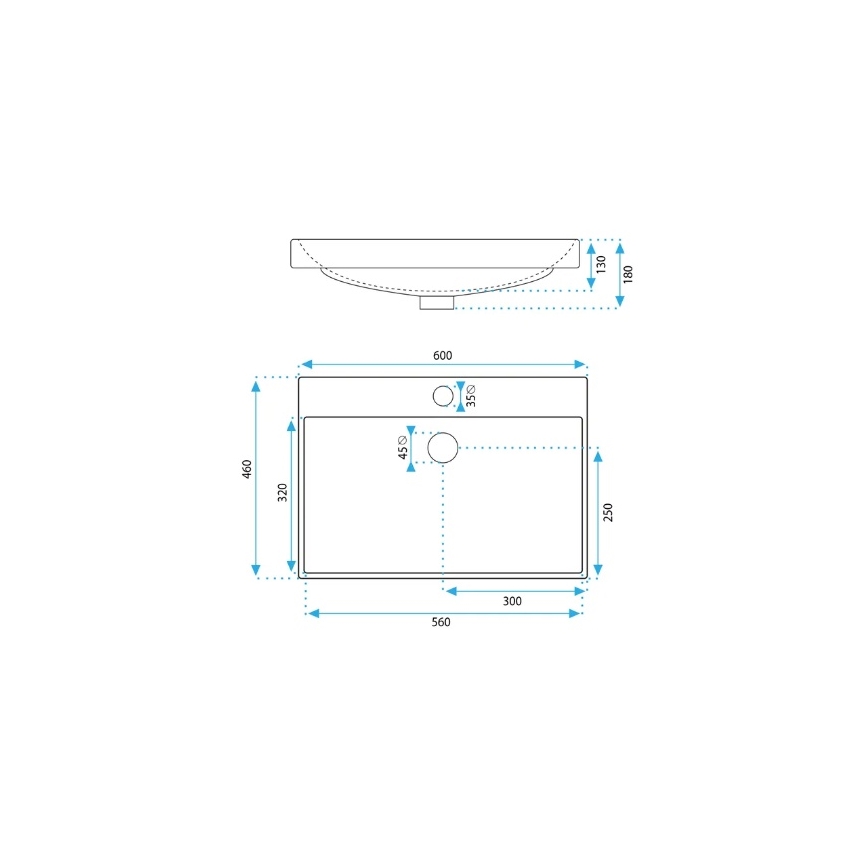 REA-U3326 - Beépíthető mosdó MANDY 46x60 cm kerámia/fényes fehér