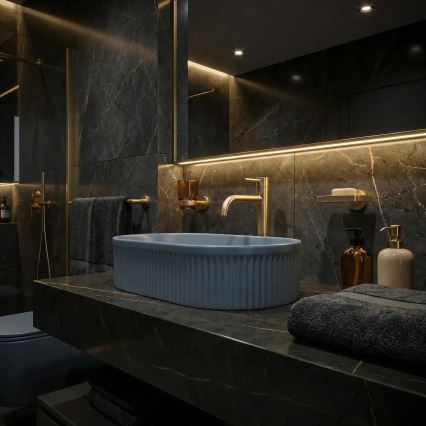 REA-U3535 - Ráültethető mosdó VANDA 31x49 cm kerámia/sötétkék