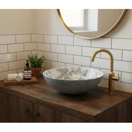 REA-U3608 - Ráültethető mosdó JULIANA 40 cm kerámia/fehér/kék