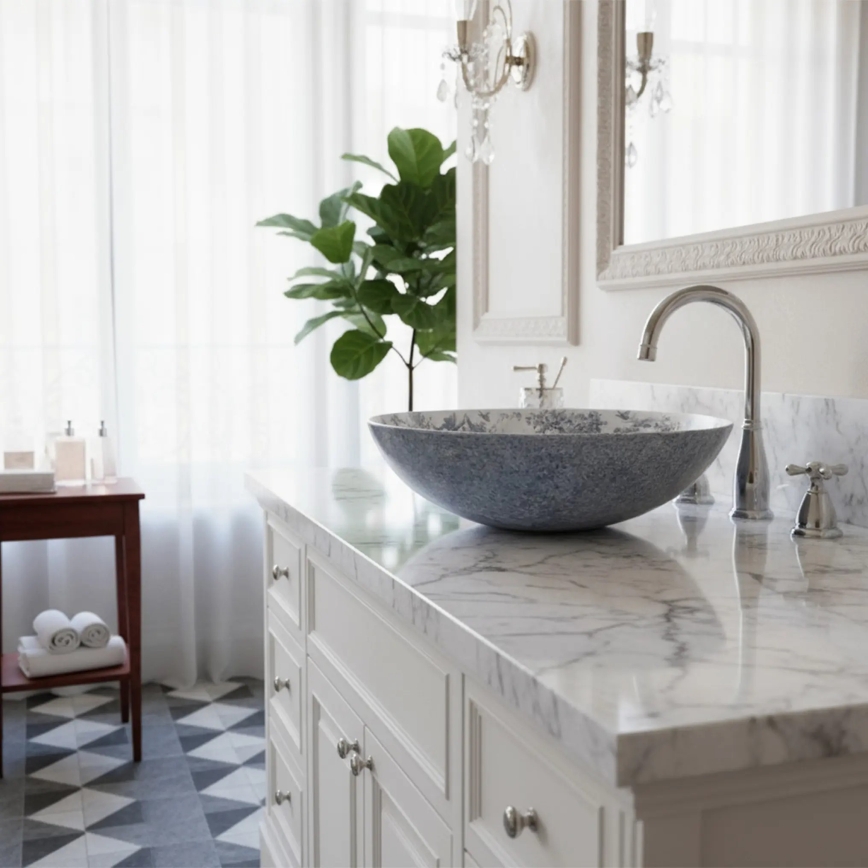 REA-U3608 - Ráültethető mosdó JULIANA 40 cm kerámia/fehér/kék