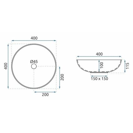REA-U3608 - Ráültethető mosdó JULIANA 40 cm kerámia/fehér/kék