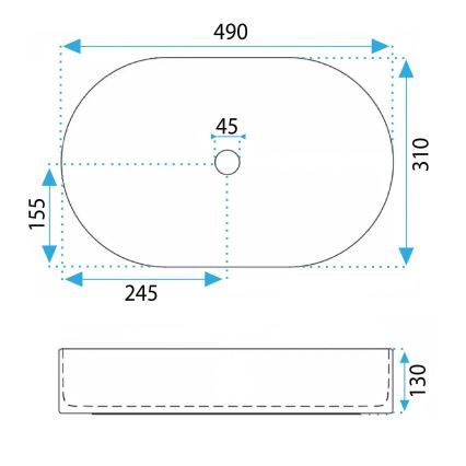REA-U3612 - VANDA 31 x 49 cm pultba építhető mosdó, kerámia/zöld