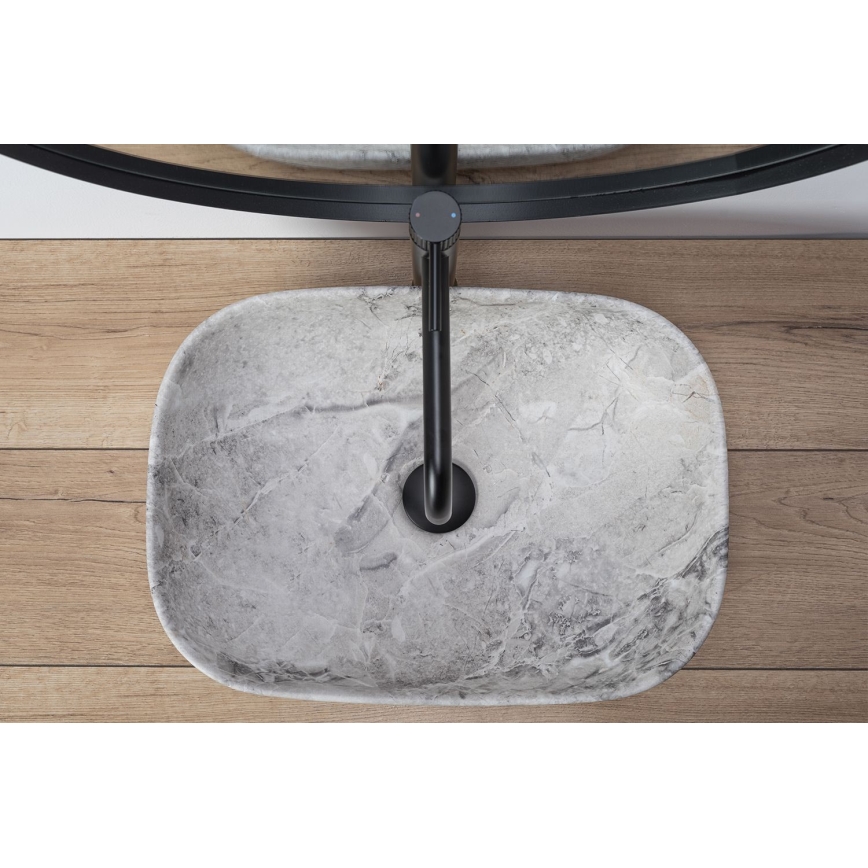REA-U3800 - Ráültethető mosdó LIVIA 33,5x46,5 cm kerámia/szürke/kőhatású