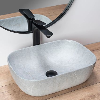 REA-U3801 - Ráépíthető mosdó LIVIA 33,5x46,5 cm kerámia/szürke/kőhatású