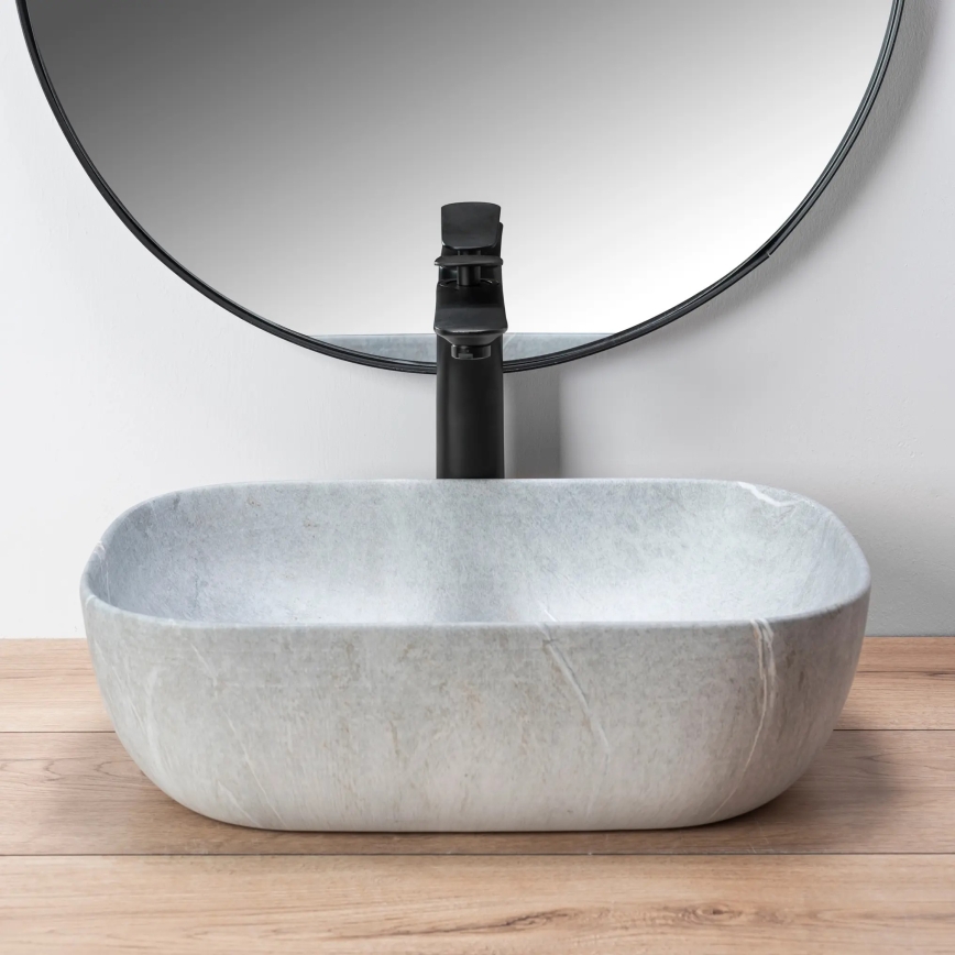 REA-U3801 - Ráépíthető mosdó LIVIA 33,5x46,5 cm kerámia/szürke/kőhatású