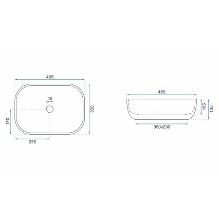 REA-U3801 - Ráépíthető mosdó LIVIA 33,5x46,5 cm kerámia/szürke/kőhatású