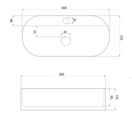 REA-U4002 - Ráépíthető mosdó MARCELA 37x60 cm kerámia/fényes fehér