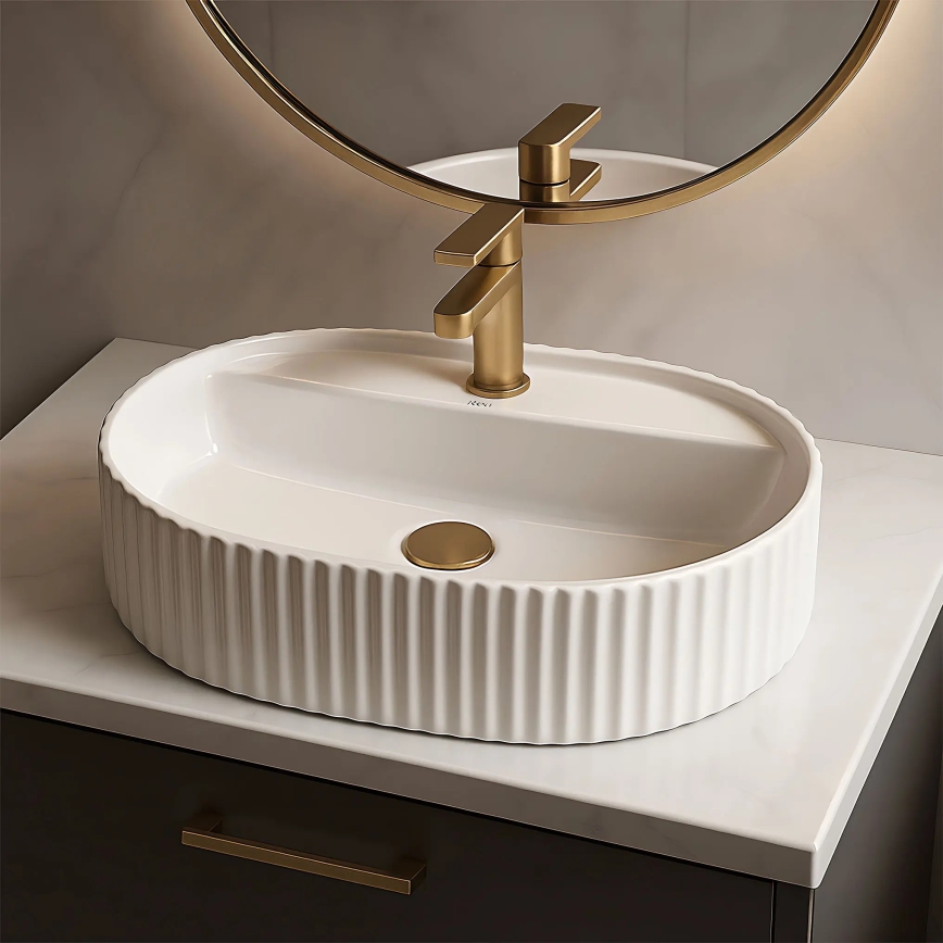 REA-U4003 - MARCELA ráültetett mosdó 35,5x50 cm kerámia/fényes fehér