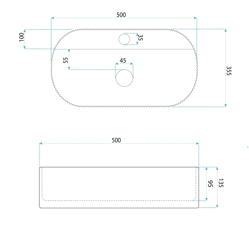 REA-U4003 - MARCELA ráültetett mosdó 35,5x50 cm kerámia/fényes fehér