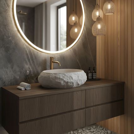 REA-U4332 - Ráépíthető mosdó MIKA 38x50 cm bézs/szürke/kőhatású