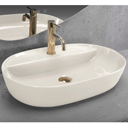 REA-U4589 - AURA ráépíthető mosdó 41x61 cm kerámia/fényes krémszín