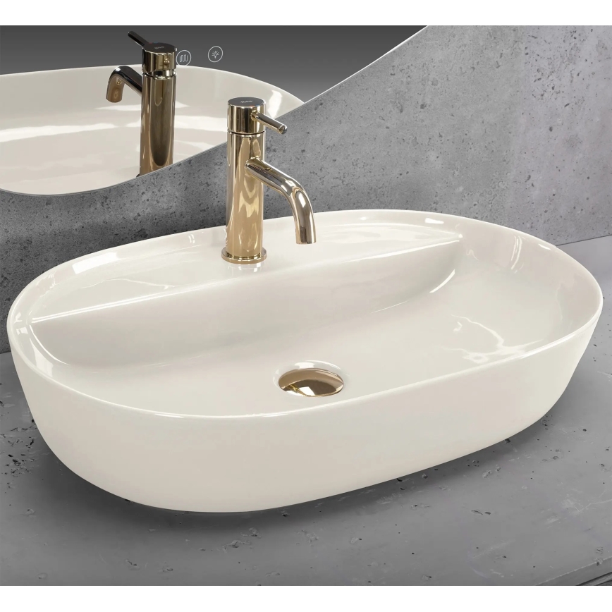 REA-U4589 - AURA ráépíthető mosdó 41x61 cm kerámia/fényes krémszín