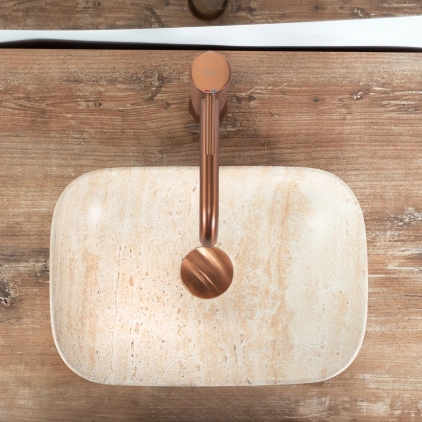 REA-U4700 - Ráültethető mosdó BELINDA MINI  25x36 cm kerámia/bézs/kőhatás