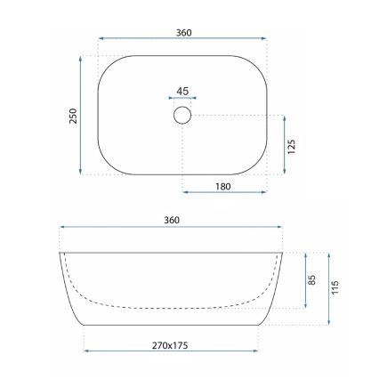 REA-U4700 - Ráültethető mosdó BELINDA MINI  25x36 cm kerámia/bézs/kőhatás
